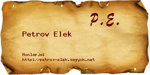 Petrov Elek névjegykártya